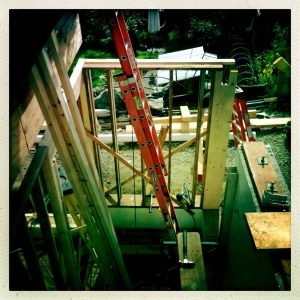 Looking down at our future entry area.